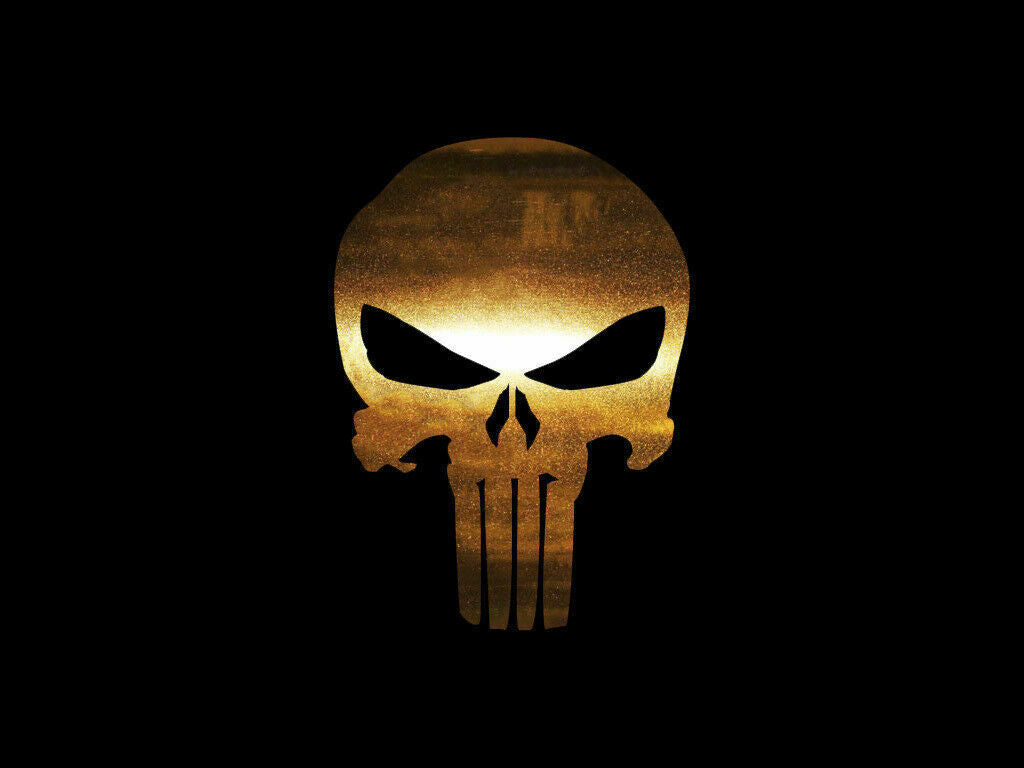 Punisher Skull Gold Chrome Sticker Decals (not printed)