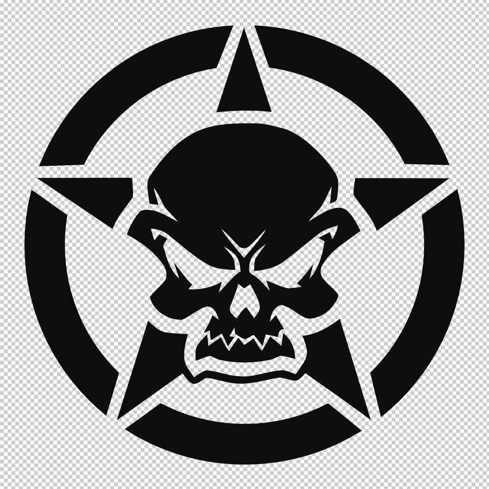 Skull Star Sticker Decals (not printed)